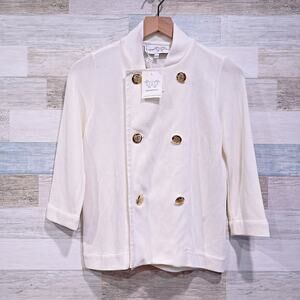 Bognar & Piccolini Double Breasted Lady Jacket Cream Gold Buttons Womens S XS